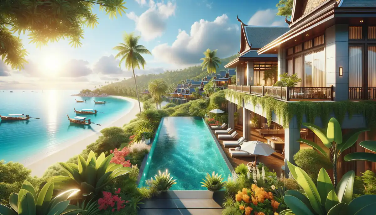 Luxury hotel in Phuket overlooking the Andaman Sea -- infinity pool and tropical garden